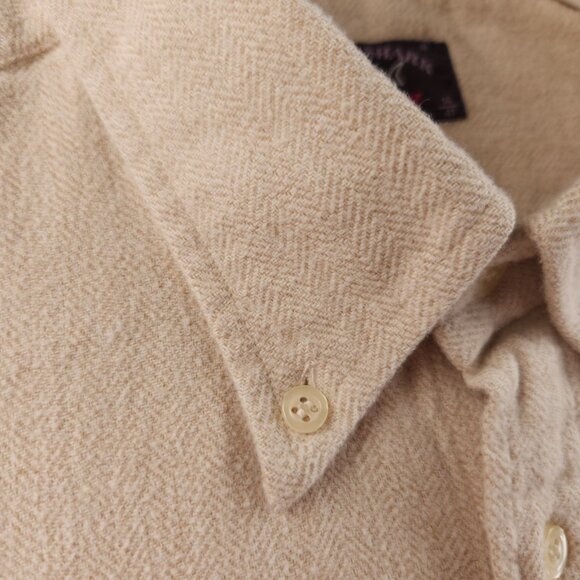 Paul & Shark Flannel Italy Cotton Herringbone Button-Down 16 Heavyweight Beige - Picture 9 of 16